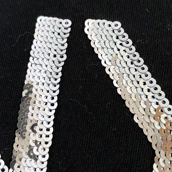 Marc New York Sequin Logo T Shirt Women Plus Size 2X Black Silver Knit Read - Picture 6 of 11